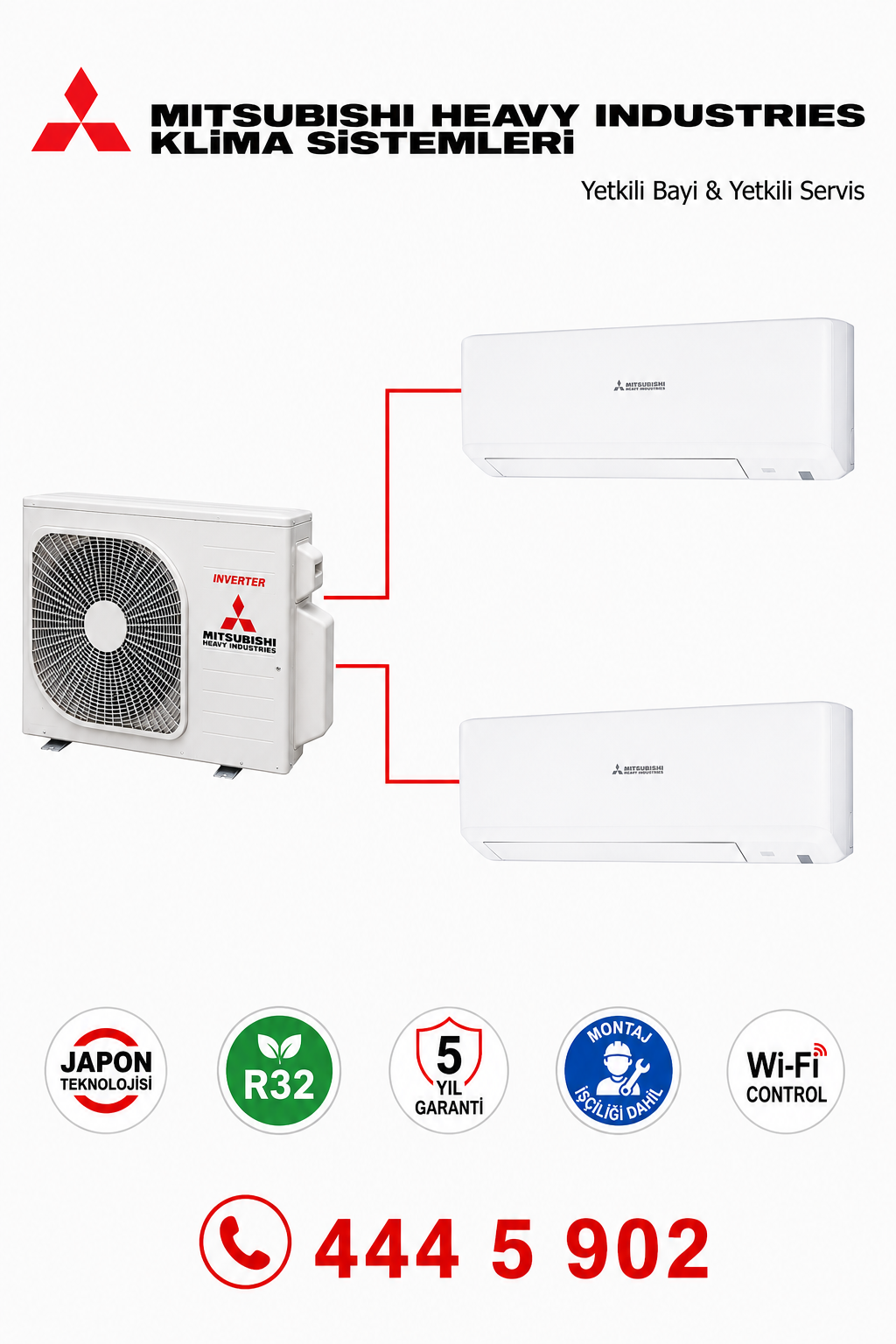 Mitsubishi Multi Klima 2li (2 Oda) 7000 Btu+12000 Btu