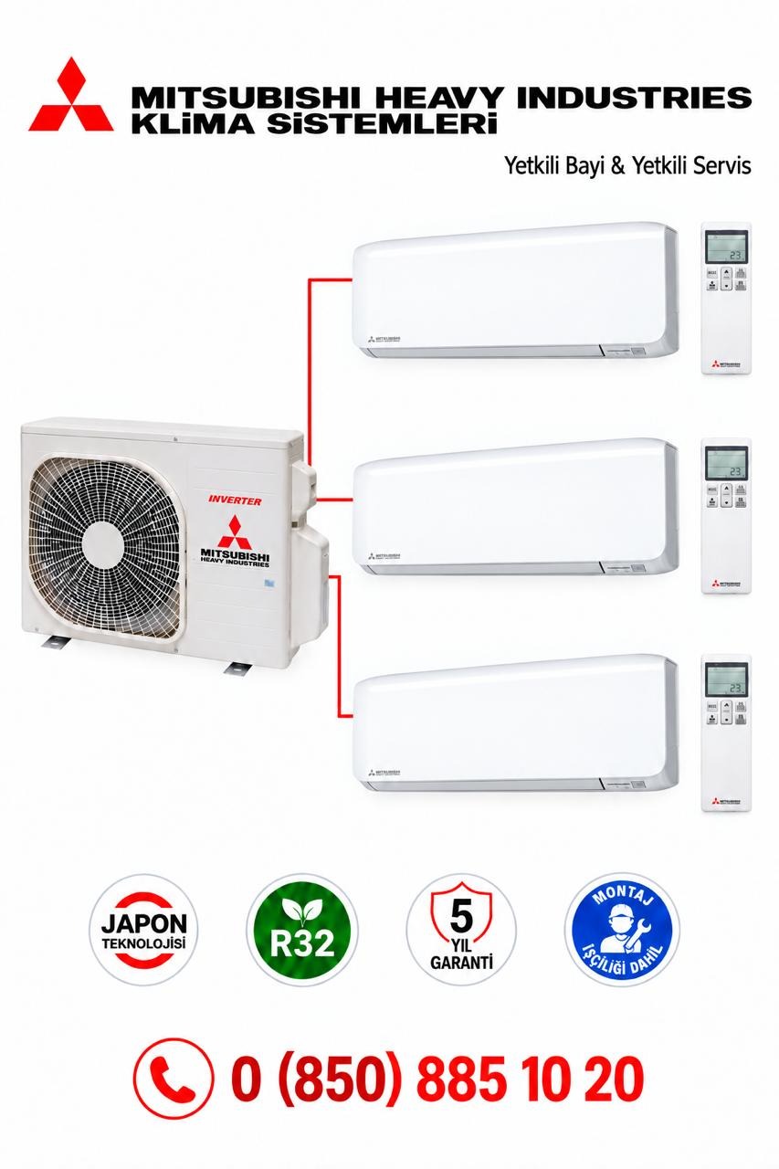 Mitsubishi Multi Klima Premium 3'lü (3 Oda)2x7000+12000 Btu