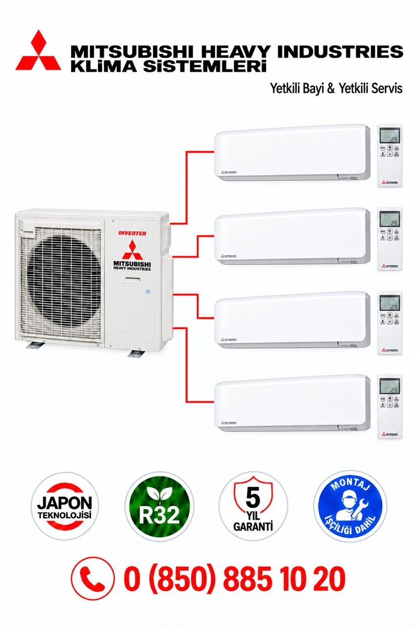 Mitsubishi Multi Klima Premium 4'lü (4 Oda)3x9000+12000 Btu