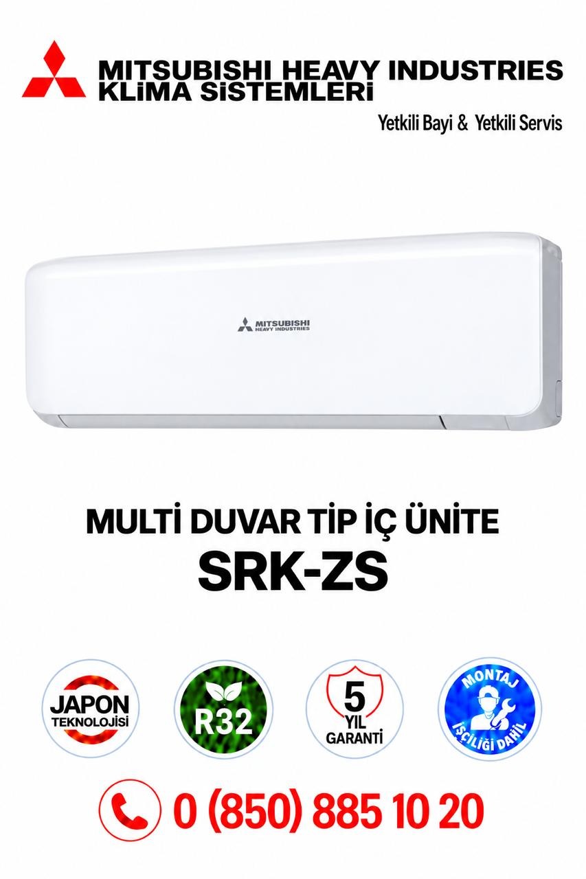 Mitsubishi Multi Klima Duvar Tip İç Ünite SRK25ZS-W 9000 Btu