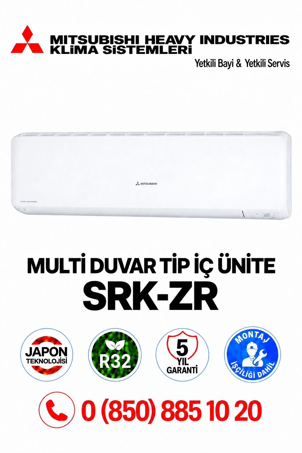 Mitsubishi Multi Klima Duvar Tip İç Ünite SRK71ZR-W 24000 Btu
