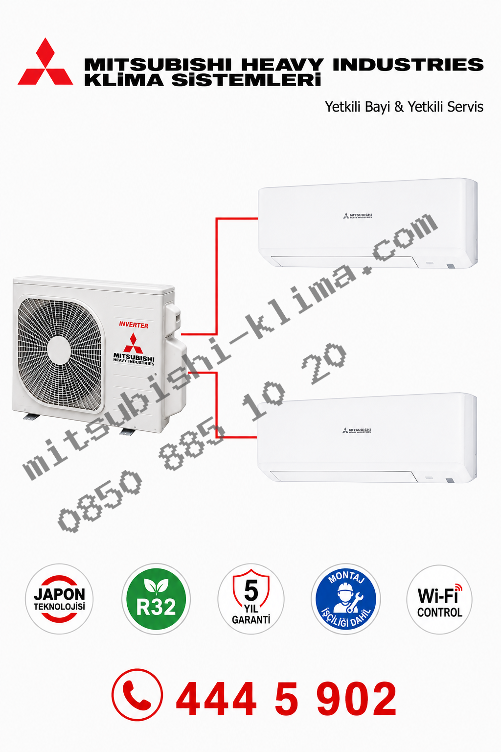 Mitsubishi Multi Klima 2li (2 Oda) 7000 Btu+12000 Btu